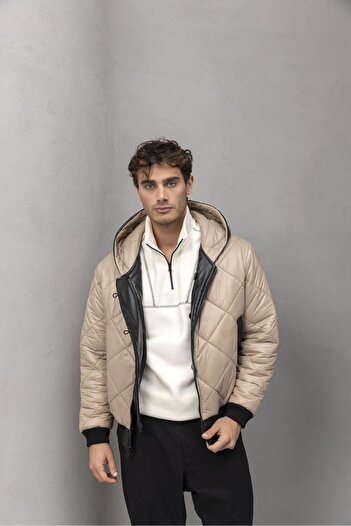Valiberta Oliver Double-Sided Wearable Hooded Men's Coat - Beige