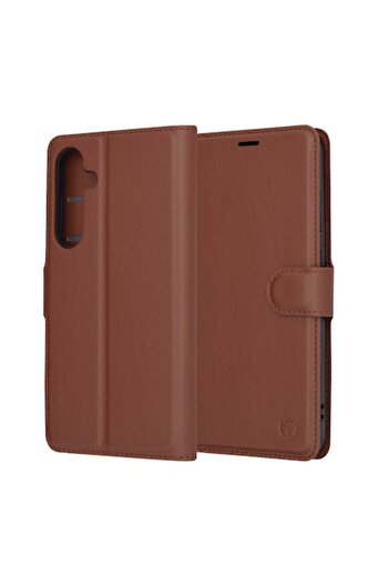 Fils Protective Case for Samsung Galaxy S24 Plus, Leather Folio, V70, Leather, Dark Brown