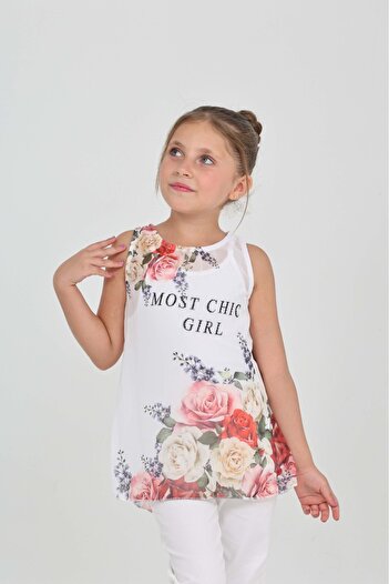 Toontoy Girl's Tank Top Most Chic Girl Printed