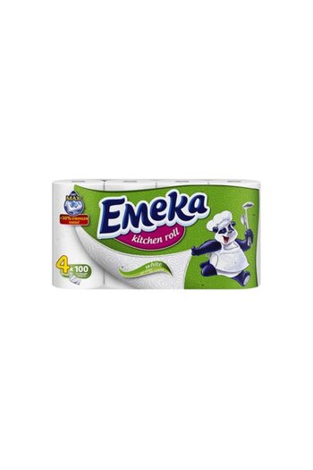 EMEKA Premium 3-Ply Kitchen Paper Towel Set - 4 Rolls, 100 Sheets Each - Fragrance-Free