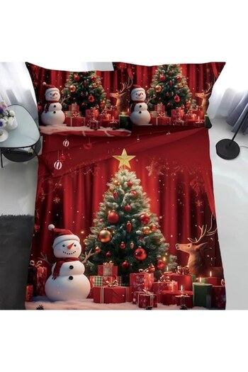 Casa de Vis Set bed linen, 1 person, 140 x 200 cm, with elastic, satin cotton, 4 pieces, QY-45, winter holidays