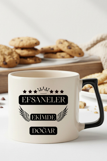 giftkonsept Crown and Star Patterned Legends Are Born in October Printed Birthday Gift Colorful Mug with Handle