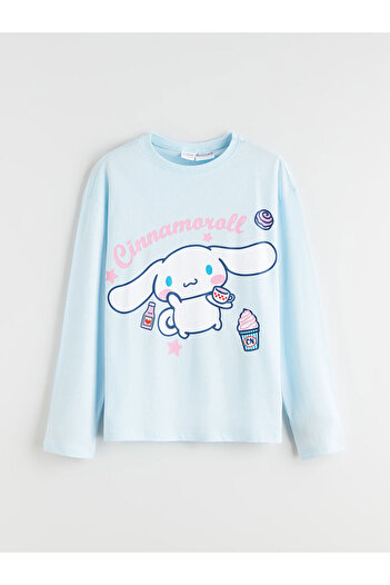 LC Waikiki Mavi Bisiklet Yaka Cinnamoroll Baskılı Kız Çocuk Pijama Takımı