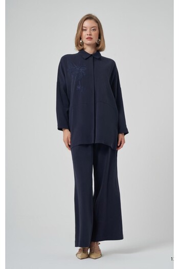 Nuss 1034 Floral Embroidered Shirt Pants Set