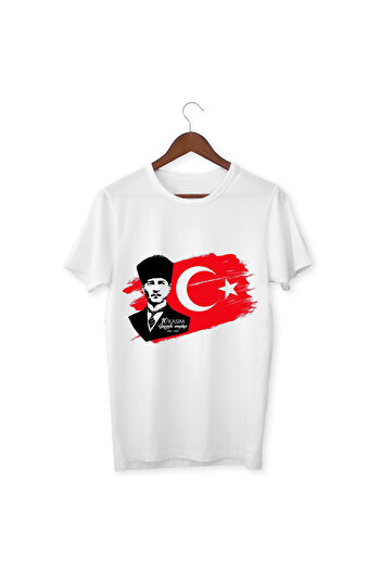 ALPŞAN TİCARET 10 November Atatürk Printed T-Shirt November 10Th T-Shirt with Atatürk and Turkish Flag