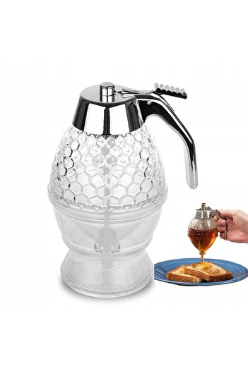 NEO Multifunctional Honey and Syrup Dispenser, CONVENIENT, Transparent with Honeycomb Pattern, 237ml, 15