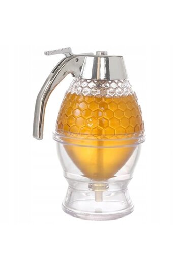 NEO Multifunctional Honey and Syrup Dispenser, CONVENIENT, Transparent with Honeycomb Pattern, 237ml, 15