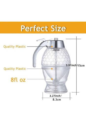 OEM Dispenser de miere din sticla, design fagure, set borcan cu suport