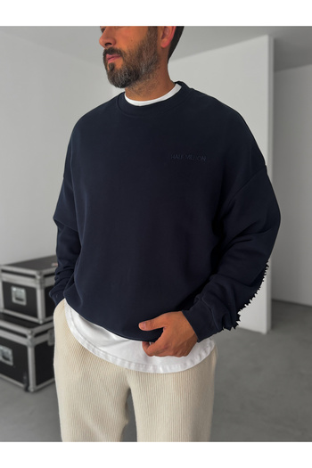 BYBASICMAN Lacivert Sırt Detaylı Sweatshirt HM-0008