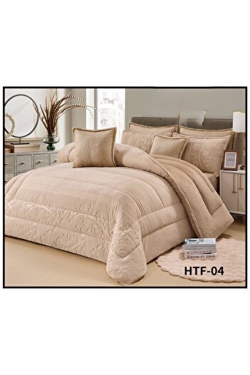 Roshen 6-piece winter double bed sheet set, soft velvet filling with plain fur, double-sided, velvet material, quilt size 250*230