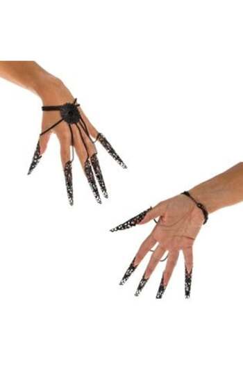 SHOPIENS Gothic Disguise Accessory Black Metallic Glove