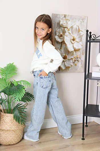 Jolly Kids Girl's Blue Jean Denim Pants Set