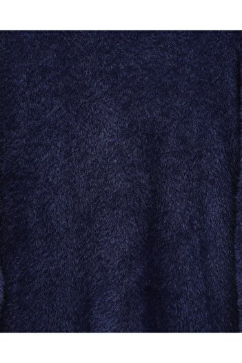 Modamorfo Bearded Long Loose Knitwear Tunic - Navy