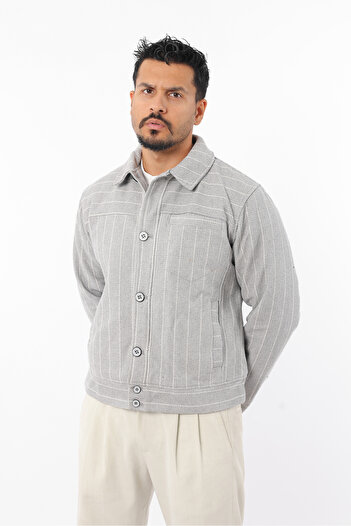 Rodrigo Men's Seasonal Bomber Jacket Quilted Inside Buttoned Striped Coat