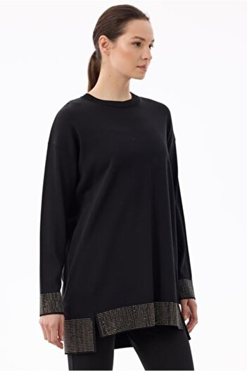Tığ Triko Tiğ-Rear-To-Front Stone Printed Rayon Tunic-21806