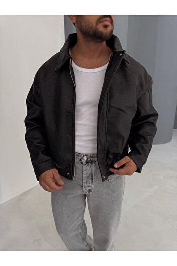 Baycombine35 Retro Oversize Leather Coat