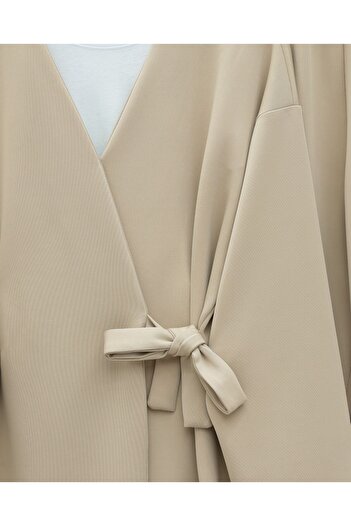 Modamorfo Buy Double Tie Scuba Kimono Set - Beige