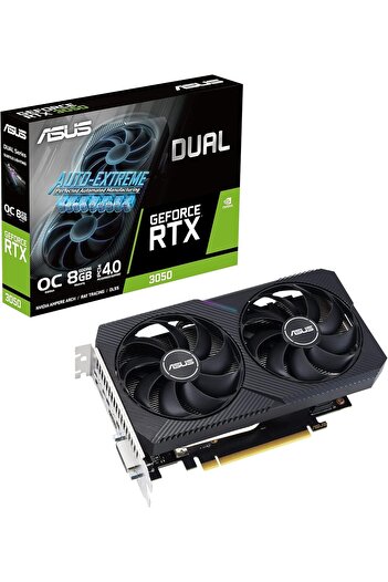 ASUS شاشة كرت شاشة RTX3050 مزدوجة 8 جيجابايت باللون الأسود VGA