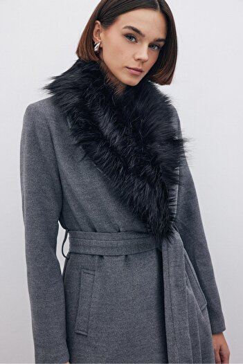 RİVASS Collar detail stamp coat
