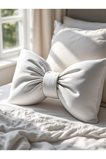JACA Bowknot Look Decorative Pillow with Filling Bow Ribbon Gift Pillow Throw Pillow Cushion