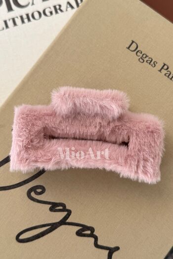 MioArt Plush Women Crab Claw Hair Clip Fur Claw Solid Color Square Barrettes