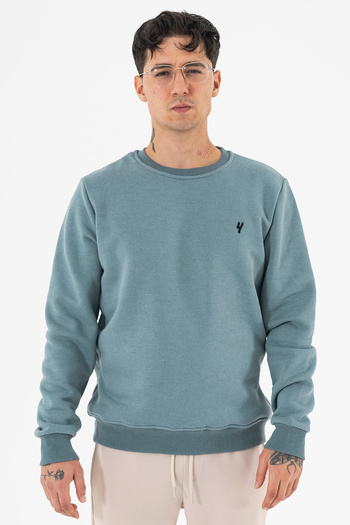Souris Light Blue Crew Neck Comfortable Fit 3-Thread Ribbed Men's Sweatshirt