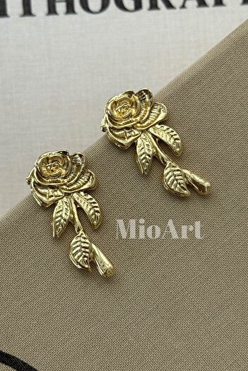 MioArt Women's Rose Pattern Vintage Flower Earrings