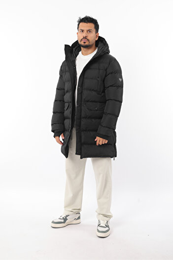 Rodrigo Men's Long Puffer Nova Fabric Tight Fiber Filling Hooded Thick Winter Coat