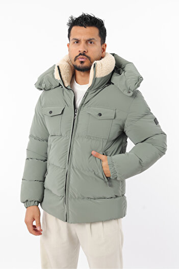 Rodrigo Men's Puffer Collar Fur Nova Fabric Tight Fiber Filling Thick Winter Coat