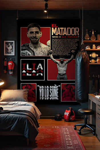 FG Store UFC Ilia Topuria Temalı Dijital Baskılı Duvar Örtüsü Duvar Halısı