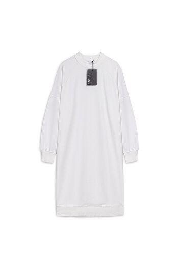 praye Below-The-Knee Long Sweatshirt Ecru