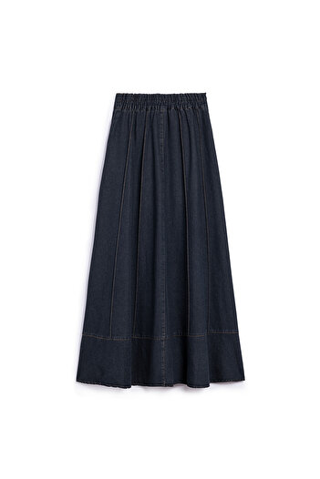 praye Flared Denim Skirt Dark Blue