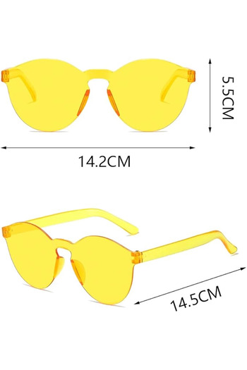Bernami Special Hard Mica Oval Shaped Rimless Yellow Glasses Retro Party 5X14 cm Offer!! !