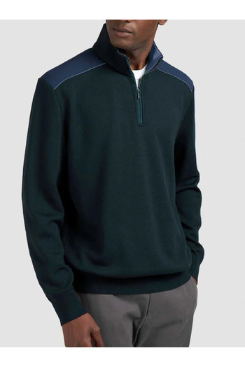 PAUL&SHARK Men's Regular Fit 100% Wool Long Sleeve Half Zip Knitwear Green Knitwear 15311131-852