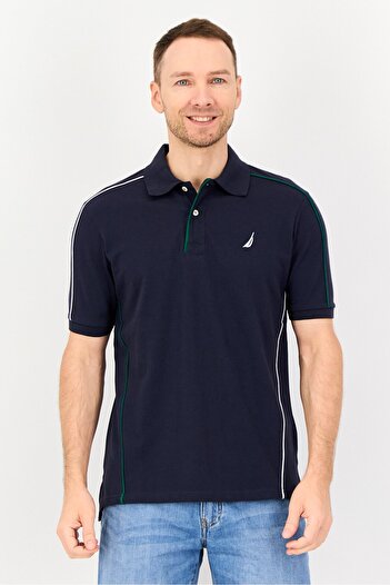 Nautica Men Regular Fit Embroidered Logo Short Sleeve Polo Shirt, Dark Navy