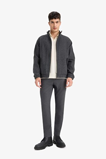 DeFacto Regular Fit Stand Collar Pocketed Zippered Lined Coat F0683Ax25Wn