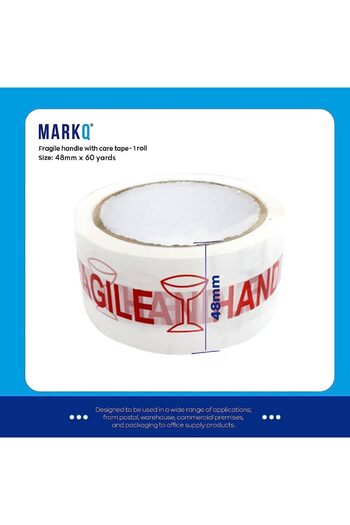 MARKQ [1 Roll] Fragile Tape – 48mm x 60 Yards Heavy Duty Handle with Care Warning Tape for Packing