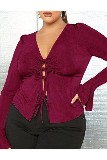 SHEIN Curve+ blouse, cherry red