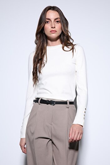 Antioch Ecru Basic Women's Knit Sweater