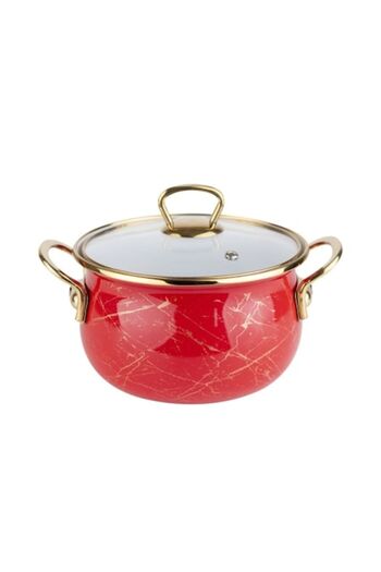 goldmann Enamelled Pot, 26x16cm, 8.5 liters, gold titanium handles, glass lid, induction compatible,