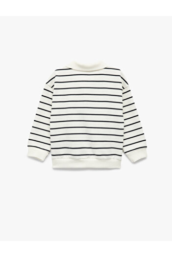 Koton Shardonlu Long Sleeve Oversize Cotton Buttoned Polo Neck Sweatshirt