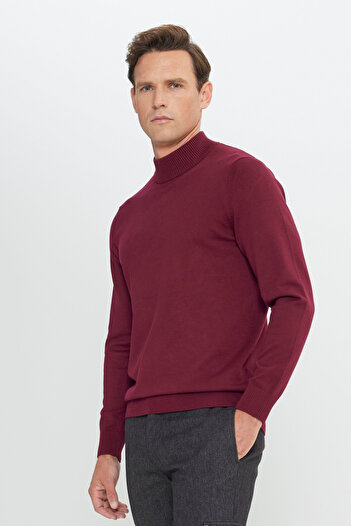 AC&Co / Altınyıldız Classics Claret Red Half Turtleneck Knitwear Sweater