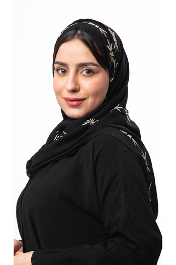 outline Black veil with distinctive gold embroidery