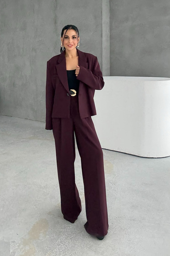 Seda Yalçın Atelier Plum Oversize Single Button Jacket Pants Set