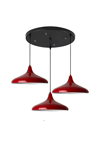 Bamyum Üçlü Champion Kırmızı Sarkıt Lamba Yemek Masası Oturma Odası Mutfak Salon Otel Showroom Café