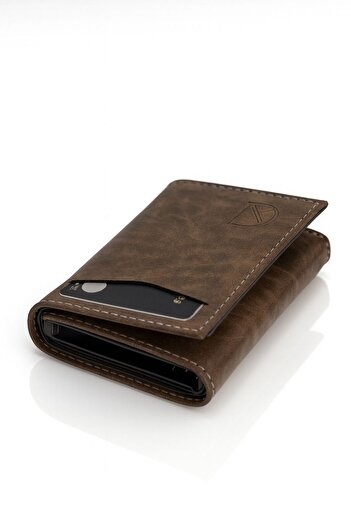 Av A Dos Leather Mechanism Wallet Automatic Cash Compartment Sliding Card Holder Wallet Black