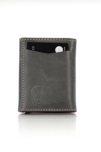 Av A Dos Leather Mechanism Wallet Automatic Cash Compartment Sliding Card Holder Wallet Black