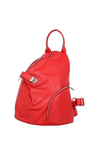 Magazinul de genti Women's backpack made of soft natural leather, model 251, Red