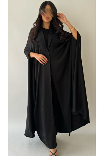 outline Black abaya with a wide cape cut