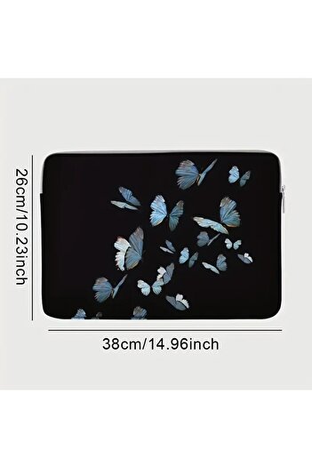 Dodemert Home Butterfly Themed Soft Fabric Zippered Protective Polyester Notebook Bag Case (38.1 cm)